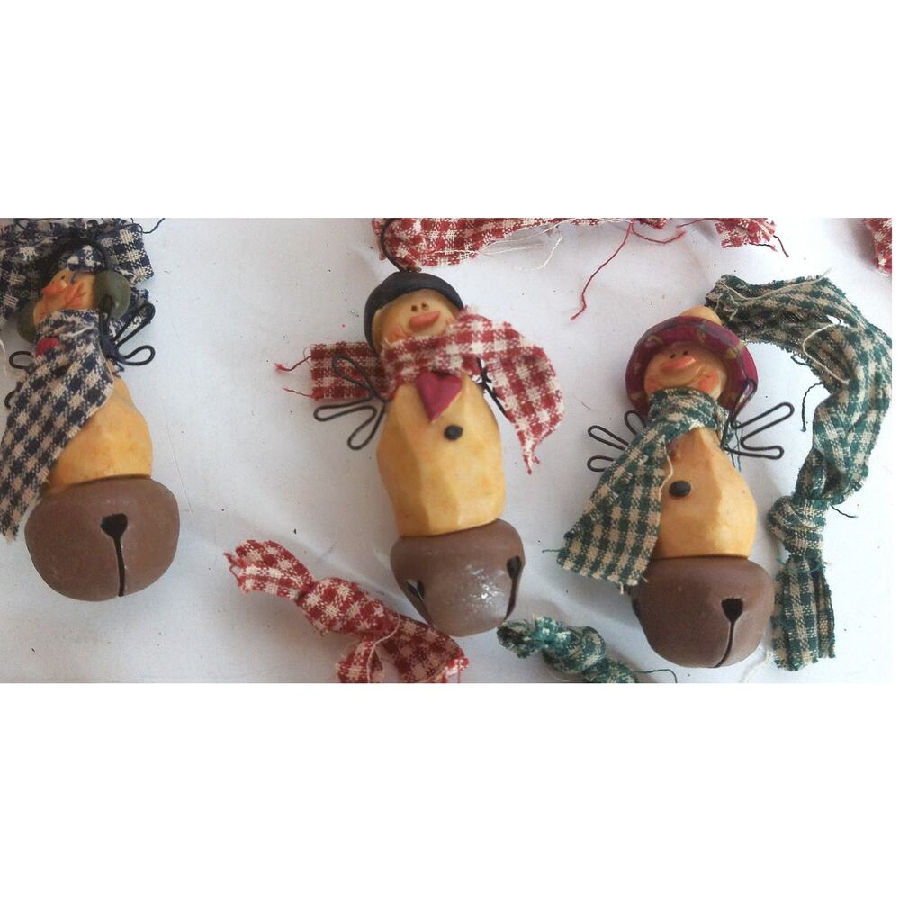 Vintage Snowman Jingle Bell Country Cottage Farm Ornaments Set of 23 - Picture 2 of 6